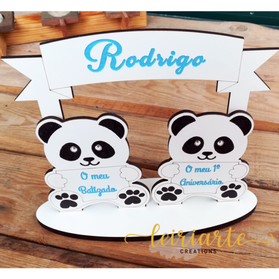Topo de Bolo Duplo do "Panda" Personalizado