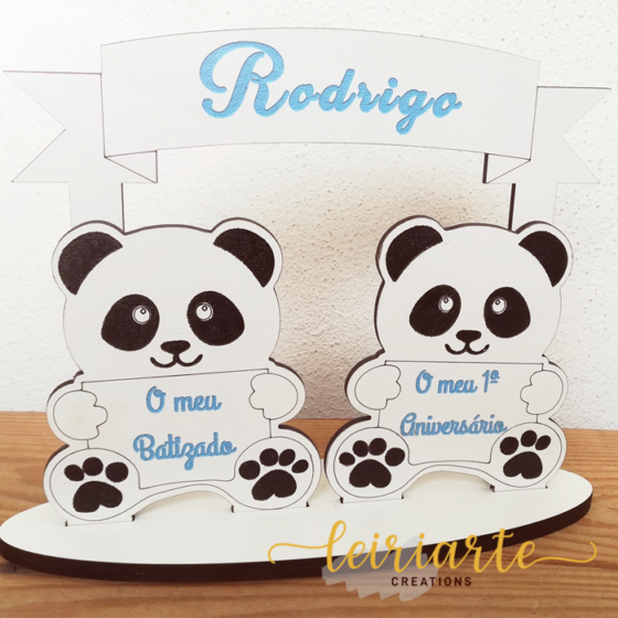 Topo de Bolo Duplo do "Panda" Personalizado - Image 4