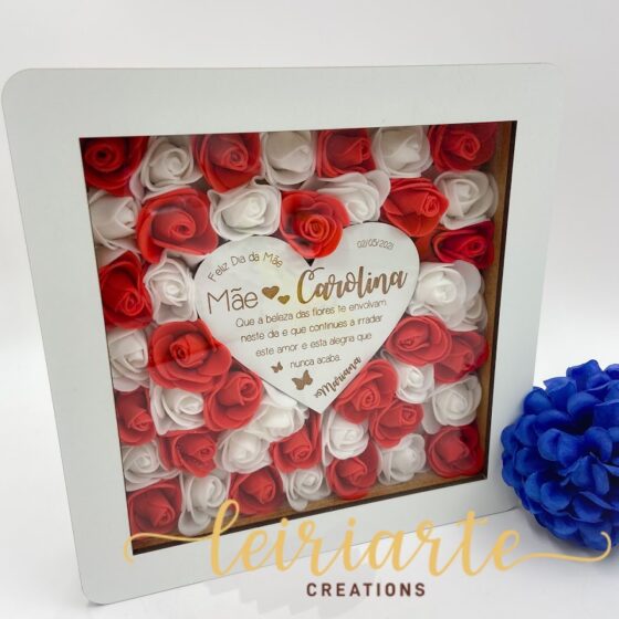 Caixa de rosas com coração personalizado