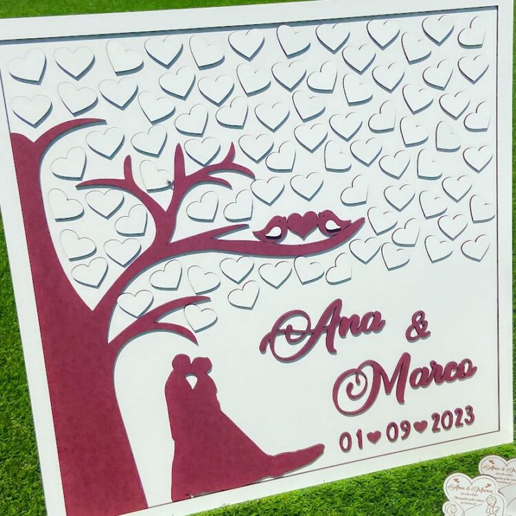 Quadro de Assinaturas "Árvore e Noivos"