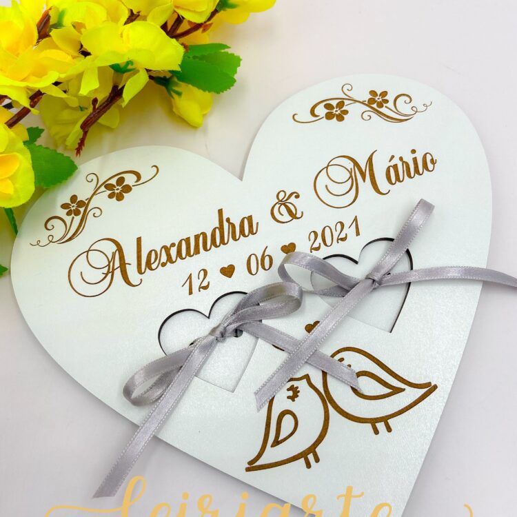 Porta-Alianças Coração Personalizado